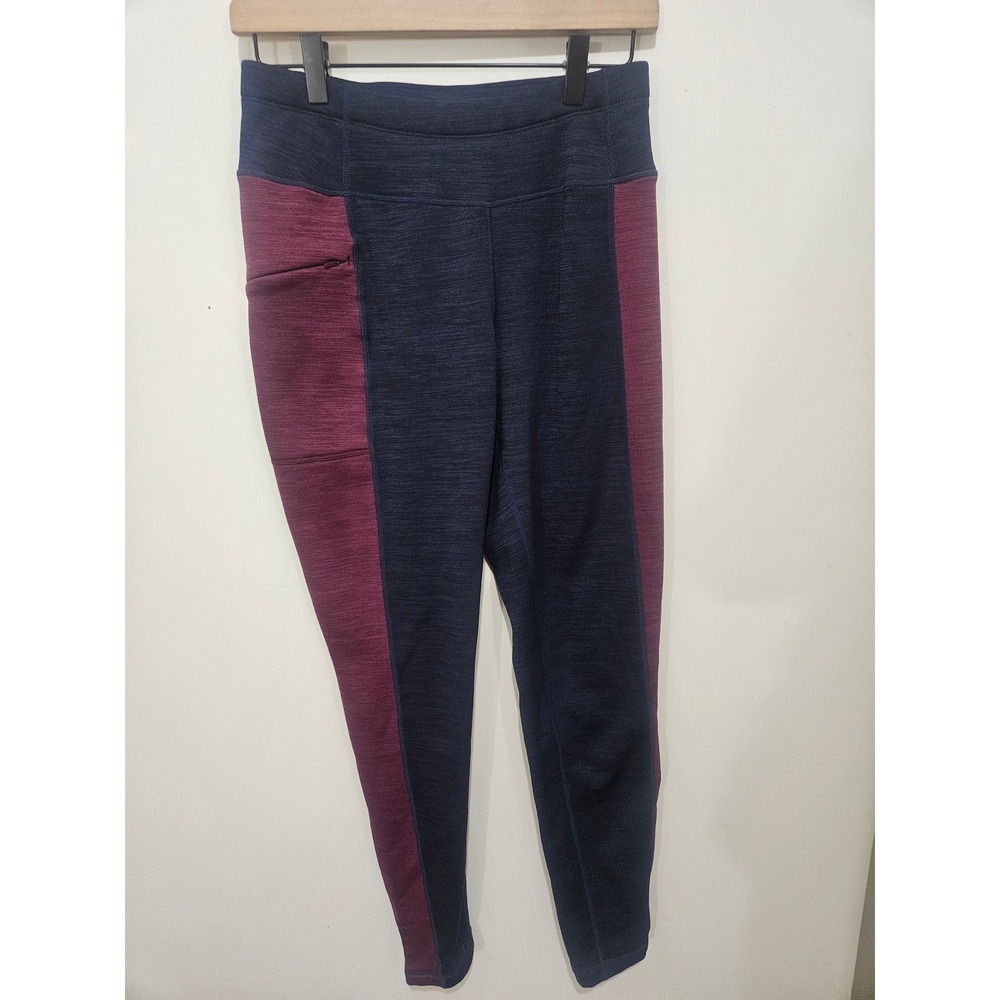 Title Nine Polartec Fleece Lined Leggings Navy Burgundy Colorblock Medium